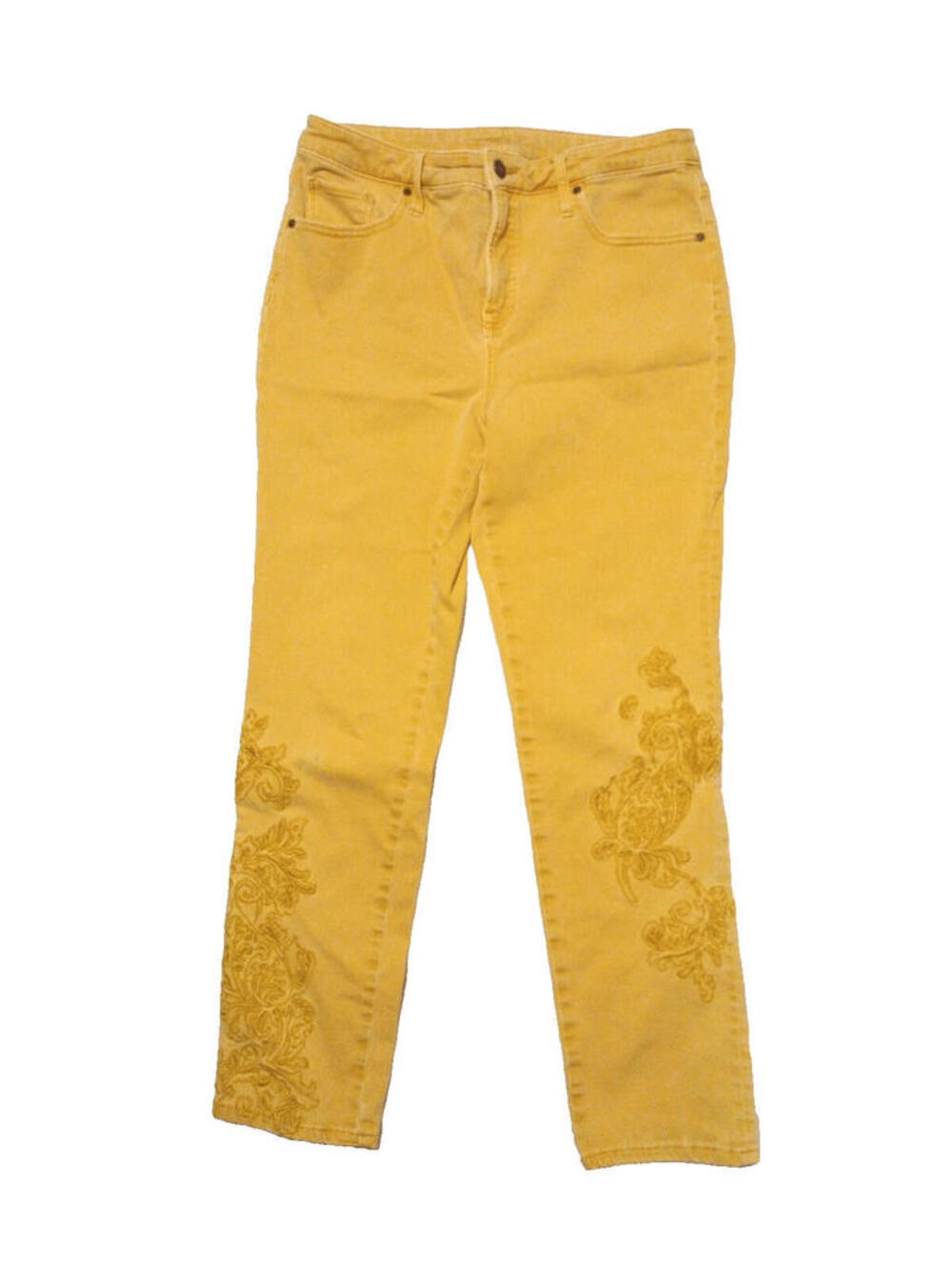 So Slimming Girlfriend Slim Leg Ankle Jeans Womens Size 6R Gold Embroidered